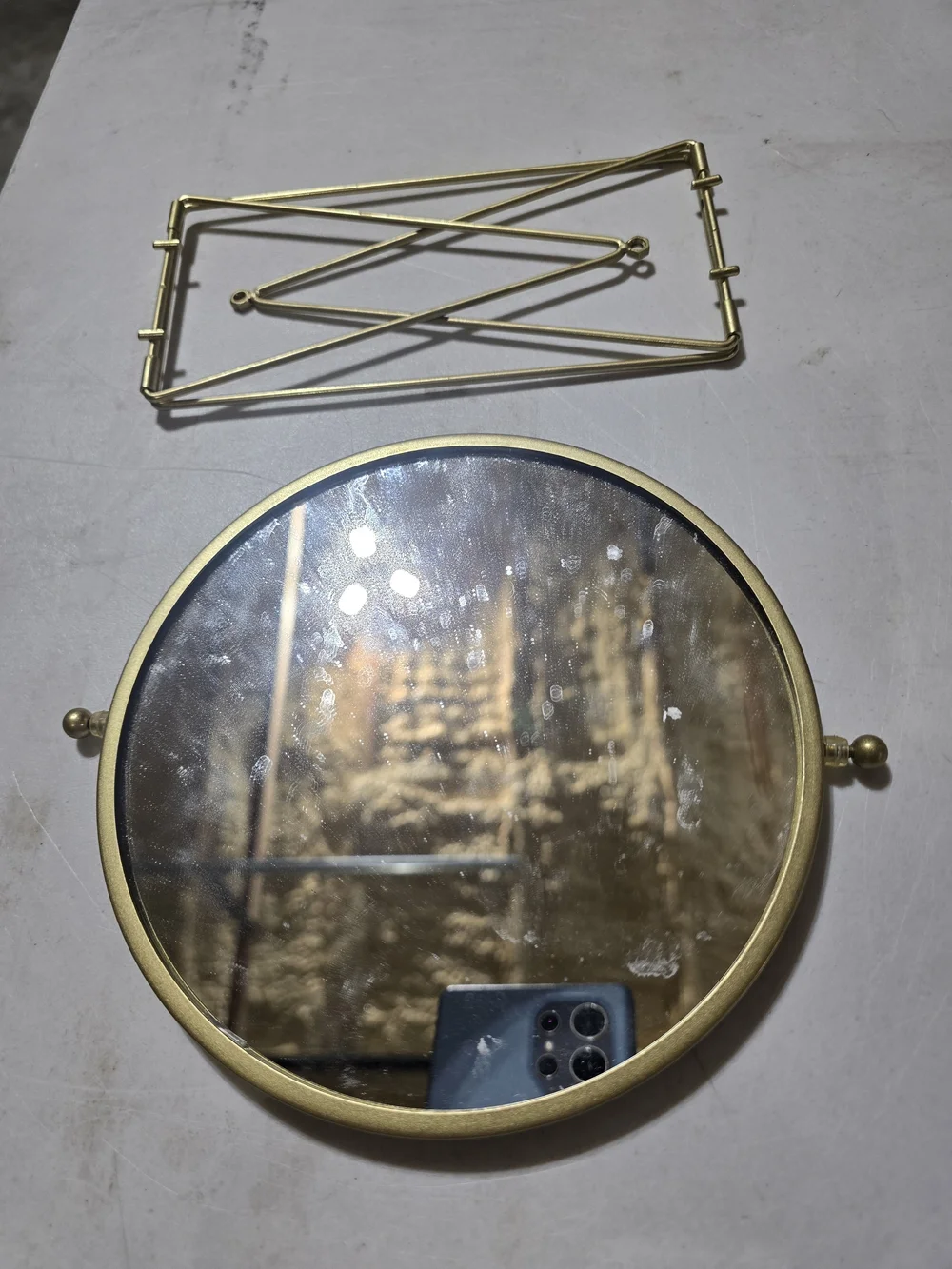 Gold Oval Freestanding Vanity Mirror